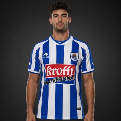 Camiseta Real Sociedad Local Vintage - Rayas Azul y Blanco