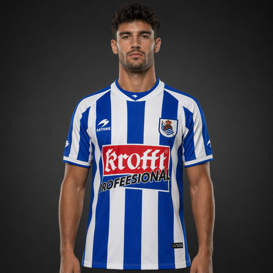 Camiseta Real Sociedad Local Vintage - Rayas Azul y Blanco
