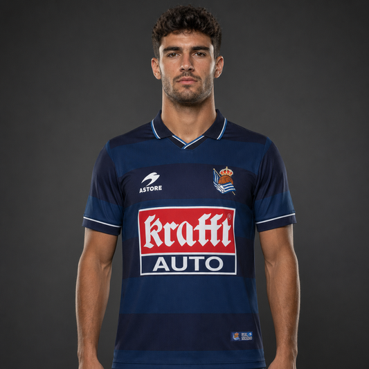 Camiseta Real Sociedad Visitante Vintage - Azul Marino