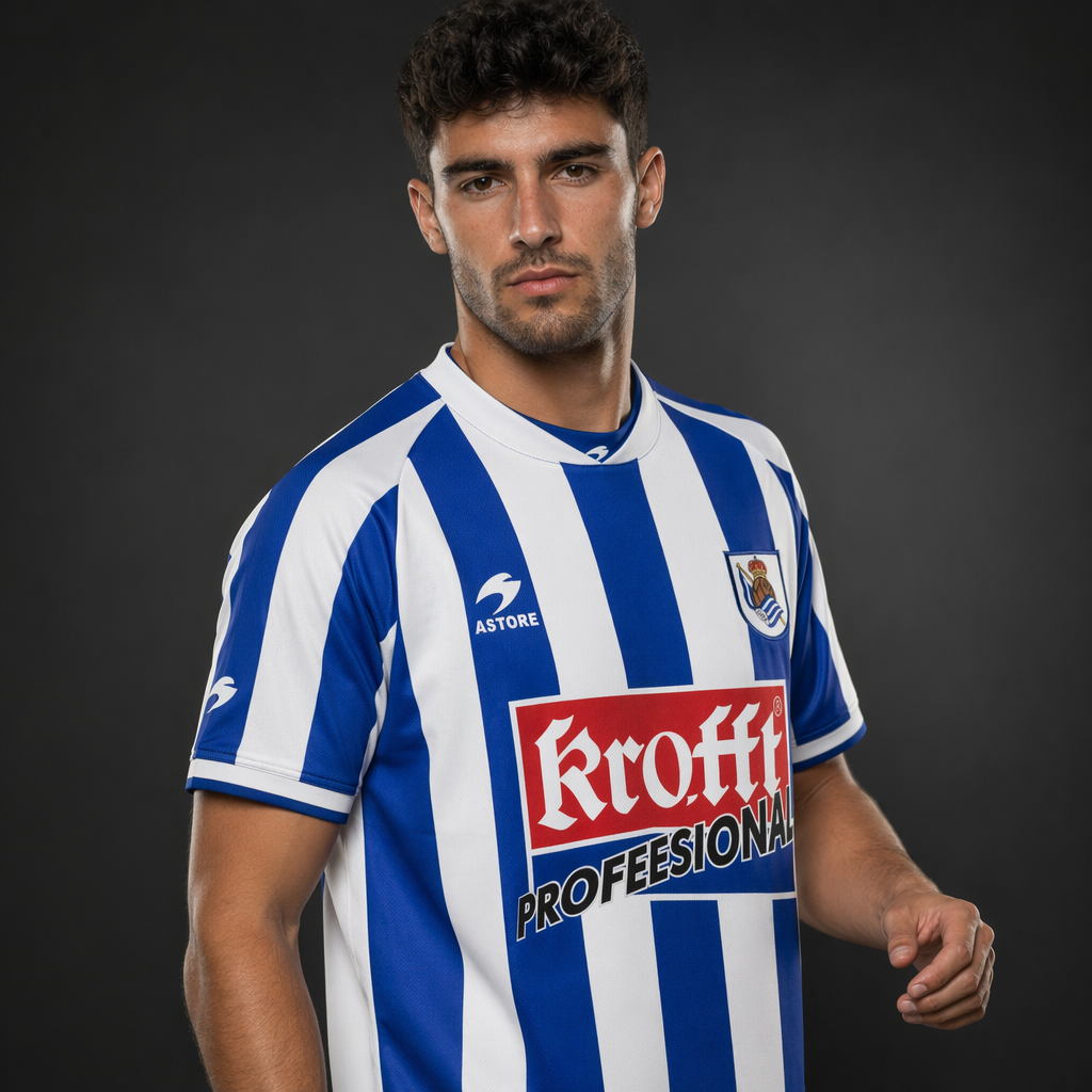 Camiseta Real Sociedad Local Vintage - Rayas Azul y Blanco