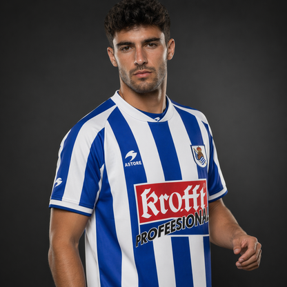 Camiseta Real Sociedad Local Vintage - Rayas Azul y Blanco
