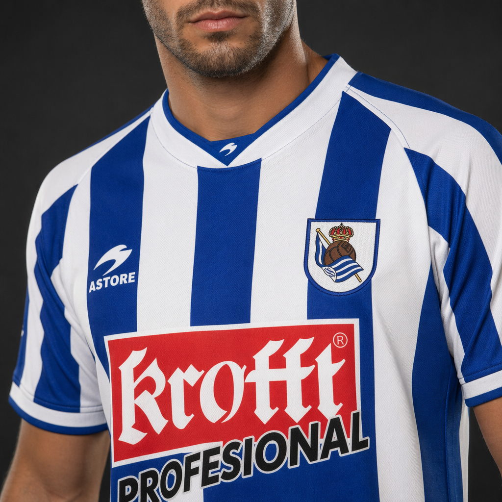 Camiseta Real Sociedad Local Vintage - Rayas Azul y Blanco