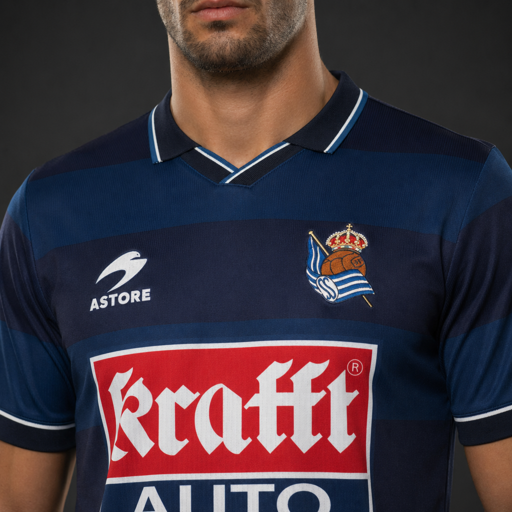 Camiseta Real Sociedad Visitante Vintage - Azul Marino