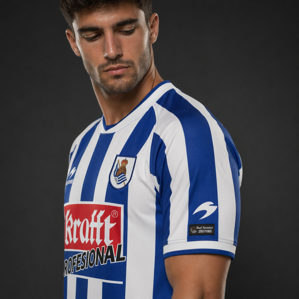 Camiseta Real Sociedad Local Vintage - Rayas Azul y Blanco